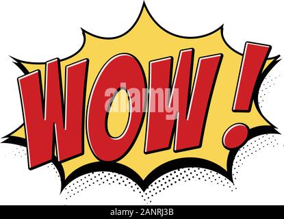 Wow pop art and comic speech bubbles. Vector cartoon illustration on white background. Stock Vector