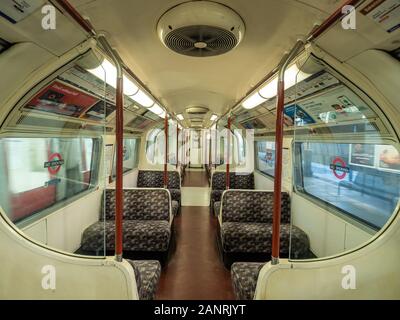 Tube train on The Bakerloo Line in London. Stock Photo