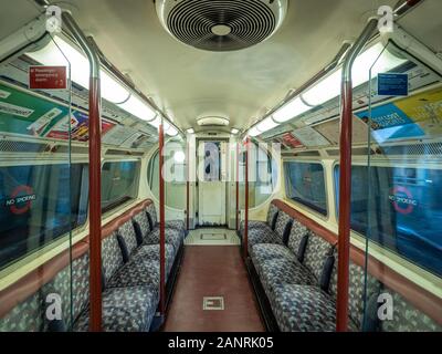 Tube train on The Bakerloo Line in London. Stock Photo