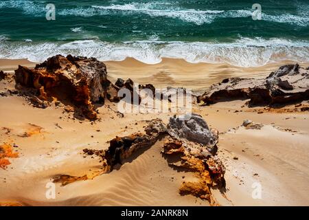 Coloured sands at famous Rainbow Beach on the Sunshine Coast. Stock Photo