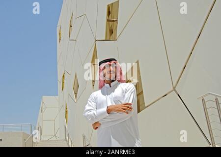 Qatar Foundation University. Portrait of qatari man student. Stock Photo