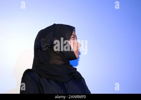 Qatar Foundation University. Portrait of a qatari girl student. Stock Photo