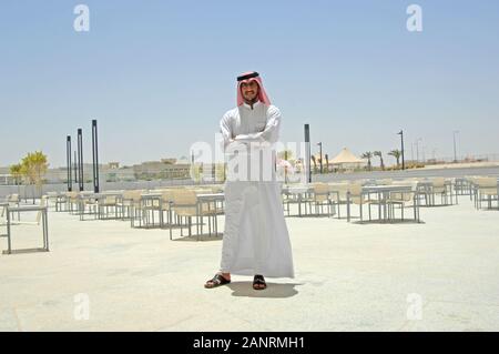 Qatar Foundation University. Portrait of qatari man student. Stock Photo