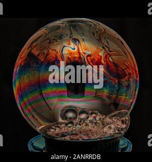 A bubble made from water and washing up liquid. Stock Photo