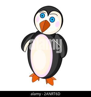 Penguin isolated on white background. Cartoon character penguin flat design. For badges, zoo, Maritime Museum ad, kids book illustration. Stock vector Stock Vector