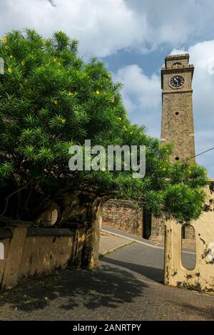 Clock tower in Galle fort in Galle, Sri Lanka. Stock Photo