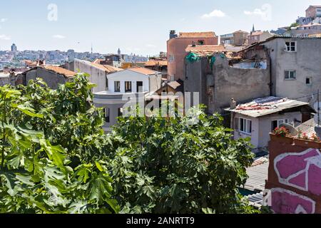 ISTANBUL, TURKEY - JULY 27, 2019: Typical street and building in Balat district in city of Istanbul, Turkey Stock Photo