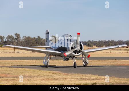 North American T-28B Trojan aircraft formerly used by for pilot training by the United States Navy. Stock Photo