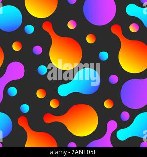 Amoeba shapes, liquid shapes seamless pattern, abstract gradient memphis banner, organic science background, vector colour illustration Stock Vector