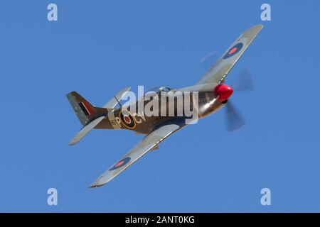 Commonwealth Aircraft Corporation CA-18 Mustang (North American P-51D Mustang) world war II fighter plane in the markings of Royal Australian Air Forc Stock Photo