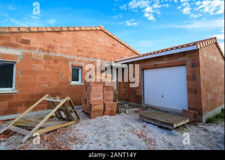 Construction site of an new built house Stock Photo