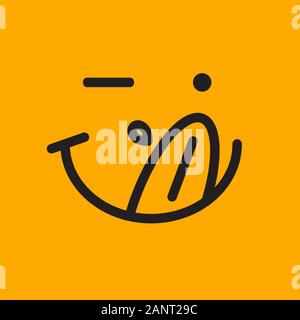 Hungry emoticon with tongue and saliva, yum emoji, delicious food sign, vector icon Stock Vector