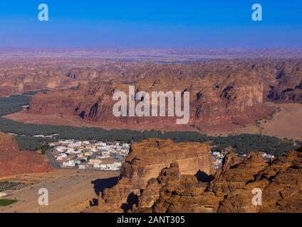 Oasis in the middle of the wadi al-Qura, Al Madinah Province, Alula, Saudi Arabia Stock Photo