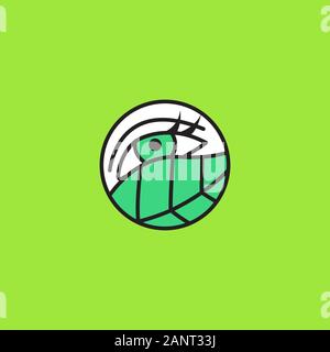 Icon female eye behind green leaf, symbol of natural cosmetics, spa, beauty salon. Vector logo Stock Vector