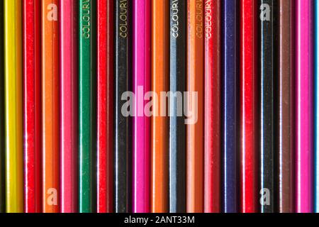 An assortment of colourful drawing crayons Stock Photo