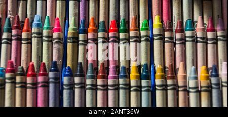 Colourful Crayola Wax Crayons Stock Photo