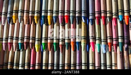Colourful Crayola Wax Crayons Stock Photo
