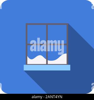 flat icon window winter with long shadow vector illustration Stock Vector