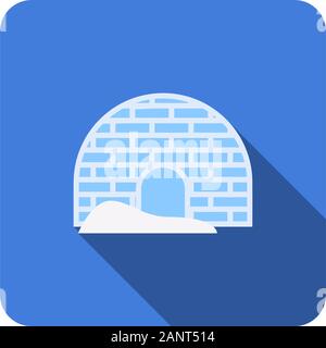 flat igloo icon with long shadow vector illustration Stock Vector