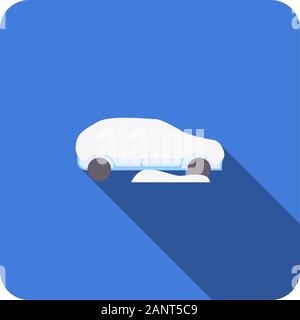 Flat icon machine winter long shadow vector illustration Stock Vector