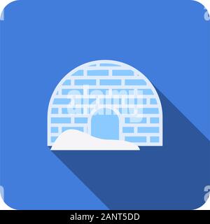 flat igloo icon with long shadow vector illustration Stock Vector
