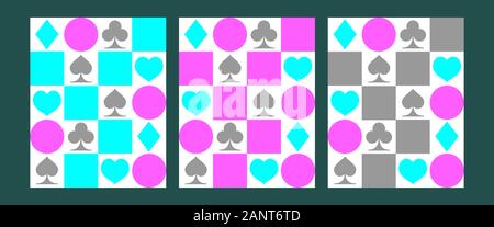 Seamless pattern with suits of playing cards, vector illustration for casino Stock Vector