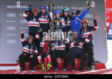 Sestriere, Italy. 19th Jan, 2020. team france during SKY World Cup - Parallel Giant Slalom Women, Ski in Sestriere, Italy, January 19 2020 Credit: Independent Photo Agency/Alamy Live News Stock Photo