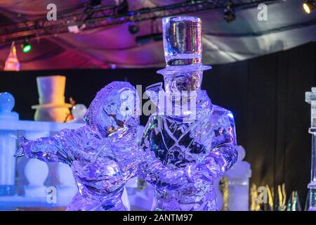 Hyde Park, London, UK 5th January, 2020. The Magical Ice Kingdom. A beautifully crafted snow and ice sculptures Stock Photo