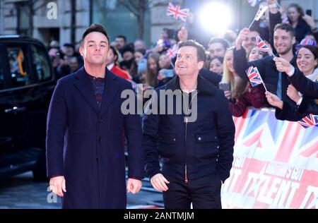 Anthony McPartlin (left) and Declan Donnelly attending the Britain's Got Talent photocall held at The London Palladium, Soho in London. Stock Photo