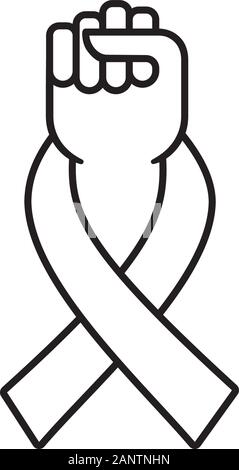 Fist with ribbon vector icon. Health issues awareness symbol. Stock Vector