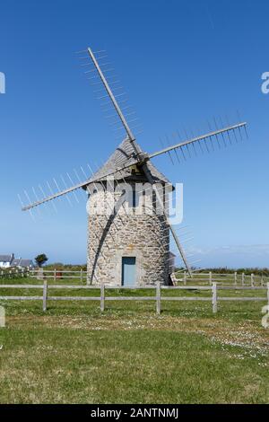 Windmill made in stone in Cleden Cap Sizun Stock Photo