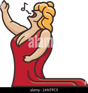 The Fat Lady Sings isolated color vector illustration. Classical music symbol. Popular saying concept. Stock Vector