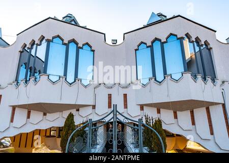 Novi Pazar Hotel Vrbak Breathtaking Picturesque View of the Facade on a Sunny Blue Sky Day Stock Photo