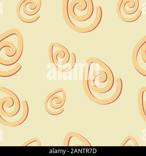 Modern Easter eggs seamless pattern. Yellow creative easter eggs on pastel beige background. Simple Hand drawn vector illustration. Futuristic eggs. H Stock Vector