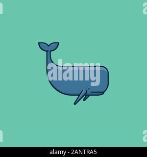 Sperm whale vector illustration for Whale Day on February 15. Endangered species color symbol. Stock Vector
