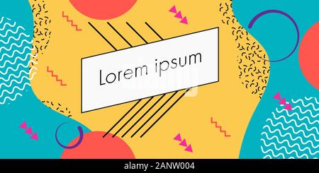 Colorful memphis style abstract background for presentation template, poster, flyer, banner or cover design. Stock Vector