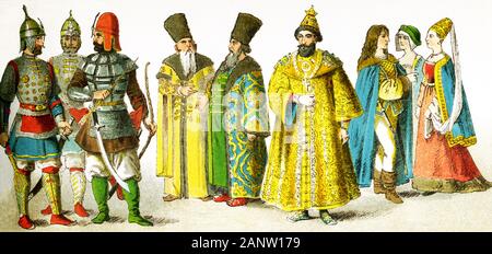 The figures here represent Slavonic people in A.D. 1400. They are, from ...