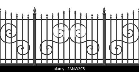 Illustration of metal forged fence. Stock Vector