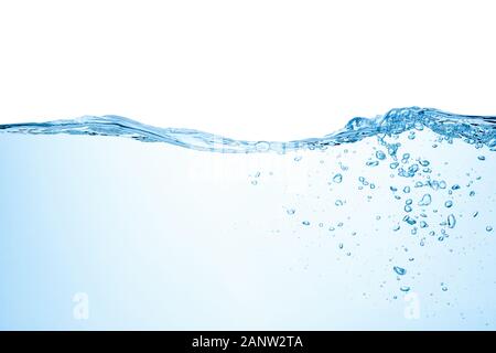Water splash with bubbles of air, isolated on the white background. Stock Photo