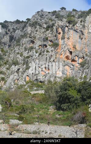 Surroundings of the Pla de Petrarcos Macroschematic rock art site (La Marina, Alicante, southern Spain) Stock Photo