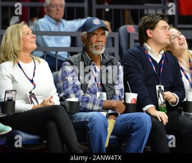 Oxford, MS, USA. 18th Jan, 2020. Morgan Freeman enjoys the NCAA basketball game between the LSU Tigers and the Ole' Miss Rebels at The Pavillion in Oxford, MS. Kevin Langley/Sports South Media/CSM/Alamy Live News Stock Photo