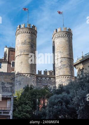 Genova, Genoa, Italy - January 2020: Porta Soprana is the best-known gate of the ancient walls of Genoa that protected and defended the city Stock Photo