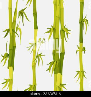 Vector background with green bamboo stems seamless pattern Stock Vector