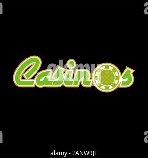Casinos lettering in black background. Editable vector. . modern, isolated, Stock Vector