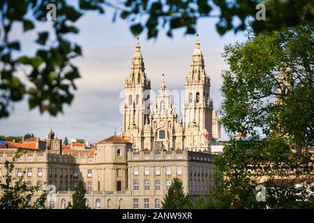 View Of The Cathedral Of Santiago De Compostela In Spain Stock Photo