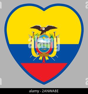 Ecuador Flag In Heart Shape Vector illustration eps 10 Stock Vector