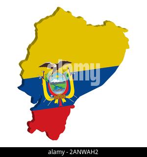 Ecuador Map Flag Vector 3D Stock Vector