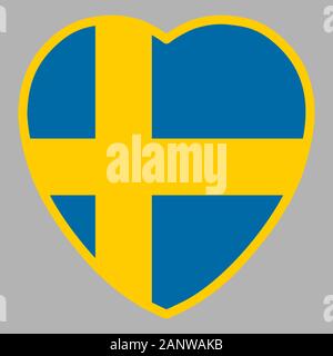 Sweden Flag In Heart Shape Vector illustration eps 10 Stock Vector