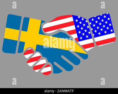 Sweden and USA flags Handshake vector Stock Vector