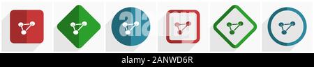Chemistry icon set, flat design vector illustration in 6 options for webdesign and mobile applications in eps 10 Stock Vector